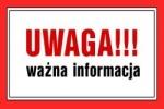 WAŻNA INFORMACJA DLA RODZICÓW